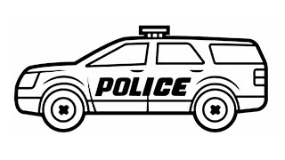 Police car Coloring Page easy for kids 