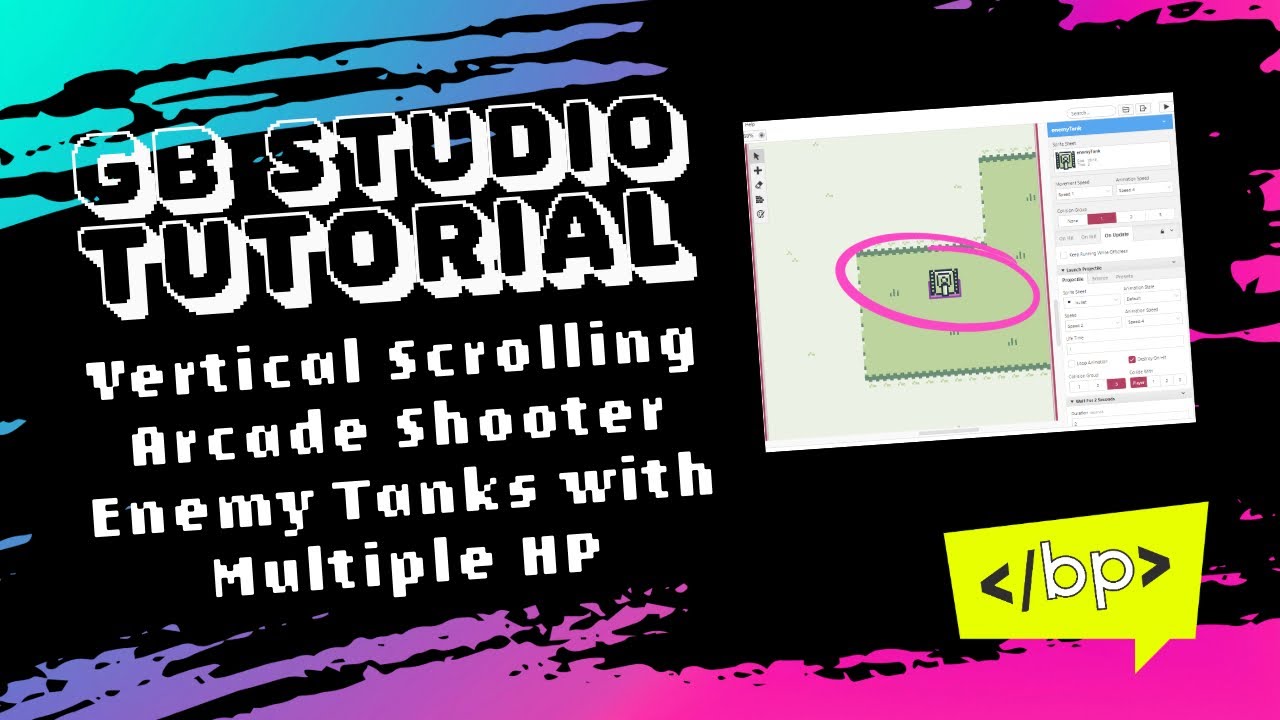 GB Studio Tutorial: Vertical Scrolling Shooter Part 7: Enemy Tanks with ...