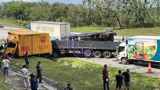 KEJADIAN DAHSYAT LORI HENTAM LORI DI LEBUHRAYA PLUS BERHAMPIRAN SLIM RIVER