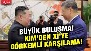 Kore DHC lideri Kim Jong-Un'dan Çin lideri Xi Jinping'e görkemli karşılama! Dünyanın gözü Kore'de!