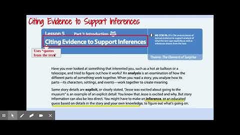 Ready Reading Lesson 5 Citing Evidence to Support Inferences Part 1.1 - Google Slides