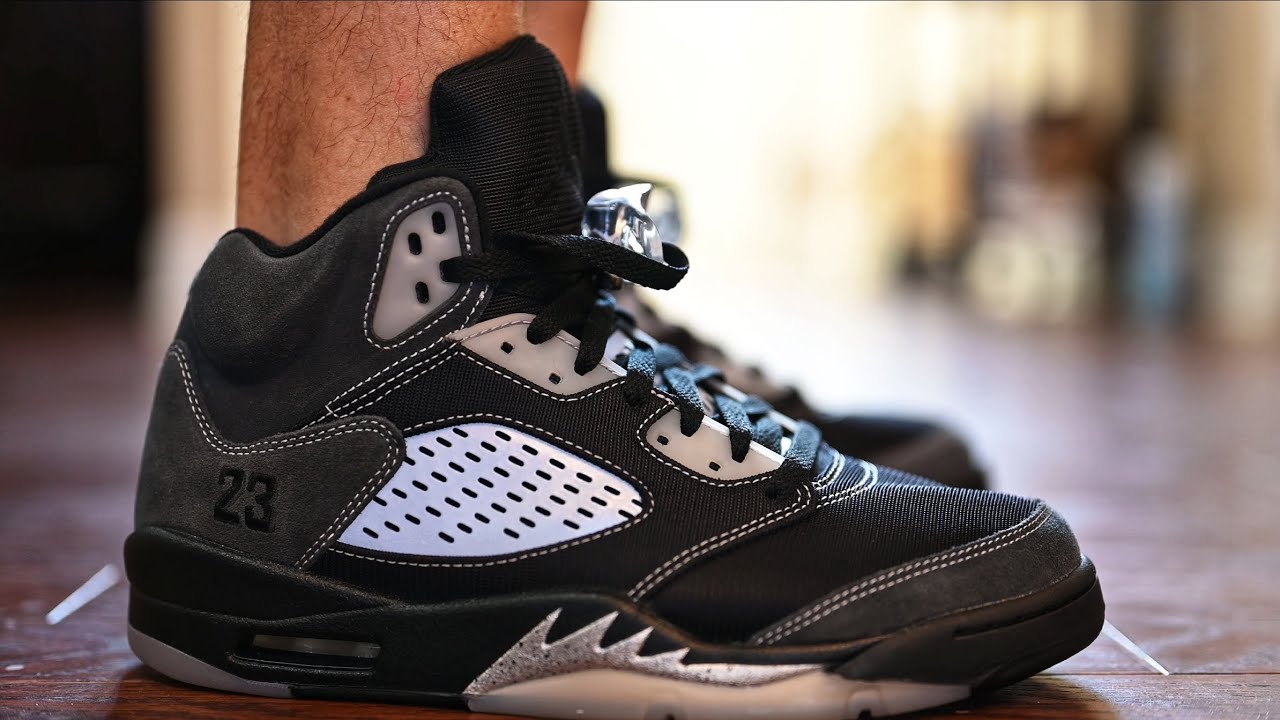 anthracite jordan 5 on feet