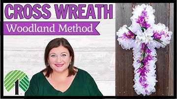 Deco Mesh Easter Cross Wreath Woodland Method | Dollar Tree Step by Step Wreath DIY Tutorial