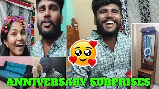 Our 1st year wedding anniversary surprises ? | HE SHOCKED  | Sundar loves vinitha
