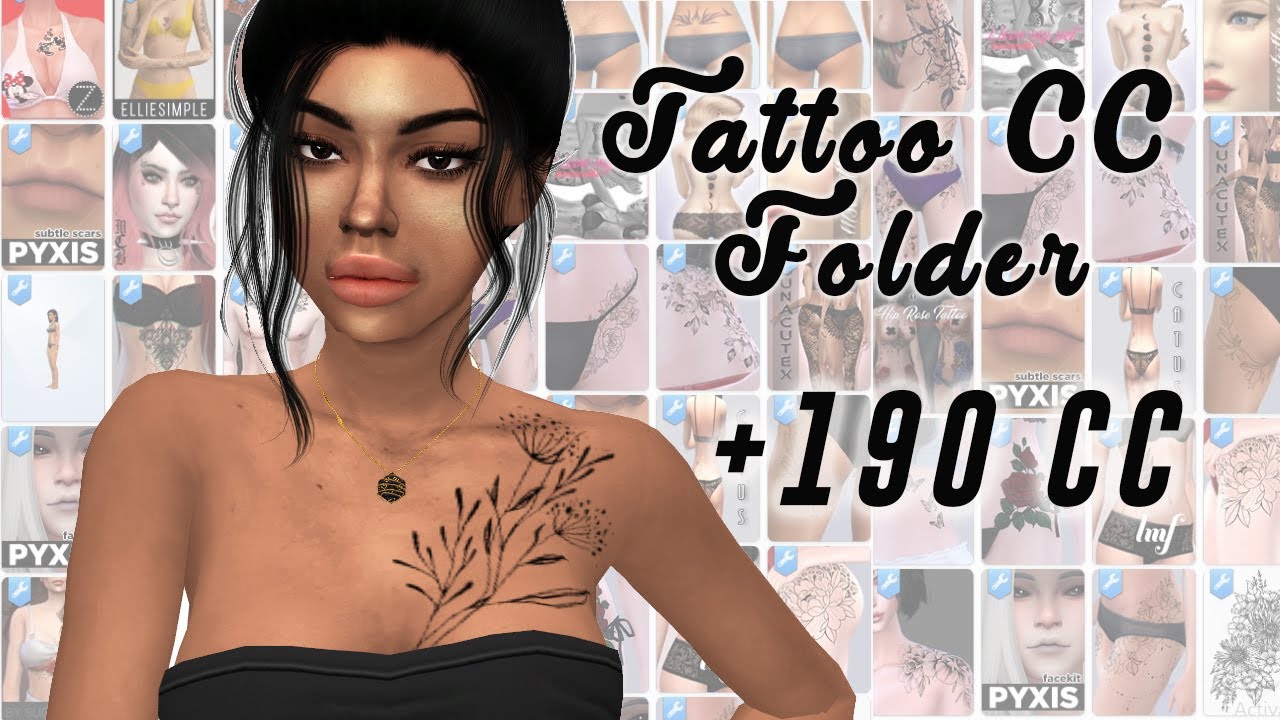  THE SIMS 4 CAS  300 MY UPDATED TATTOO CC FOLDER  YouTube