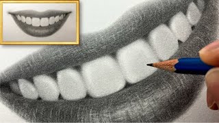 How to draw a realistic smile Lips👄 with Teeth, pencil sketch / timelapse slower version 鉛筆画 screenshot 5