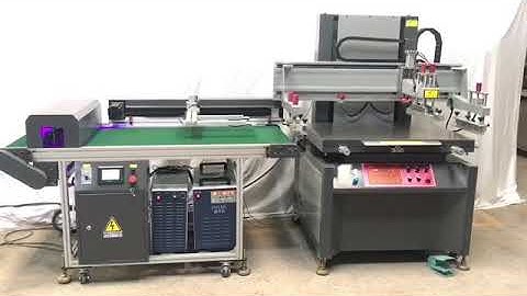 3/4. Automatic screen printing line, for paper spot Uv , with led Uv curing
