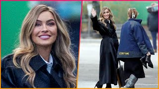 Selling Sunset star Chrishell Stause is seen on the set of Australian soap Neighbors for the first