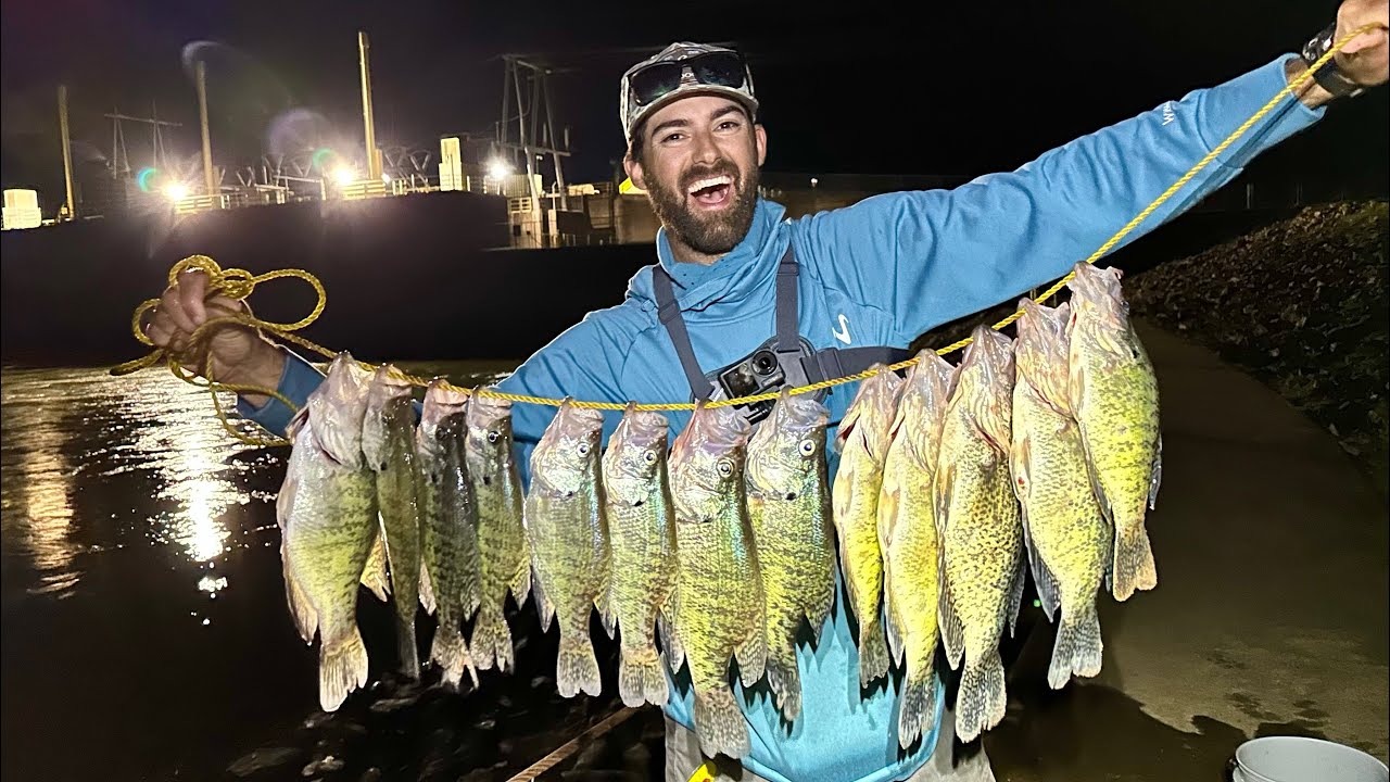 NIGHT FISHING for SPRINGTIME SLABS!!! The GIANT SPILLWAY was LOADED w/ Big  Crappie and MORE! (Crazy) 