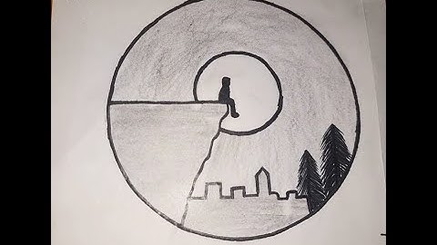 How to draw a boy sitting alone easy step by step | Circle drawing tutorial for beginner