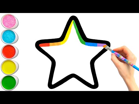 Gökkuşağı Küçük Yıldız | Küçük Çocuklar İçin Temel Şekillerle Çizim Fikirleri #33