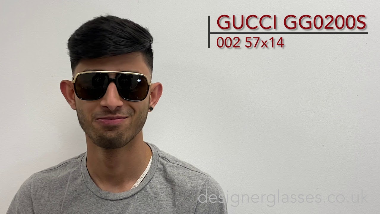 GUCCI GG 0200S GG0200S Sunglasses on a 360 turntable and model. - YouTube