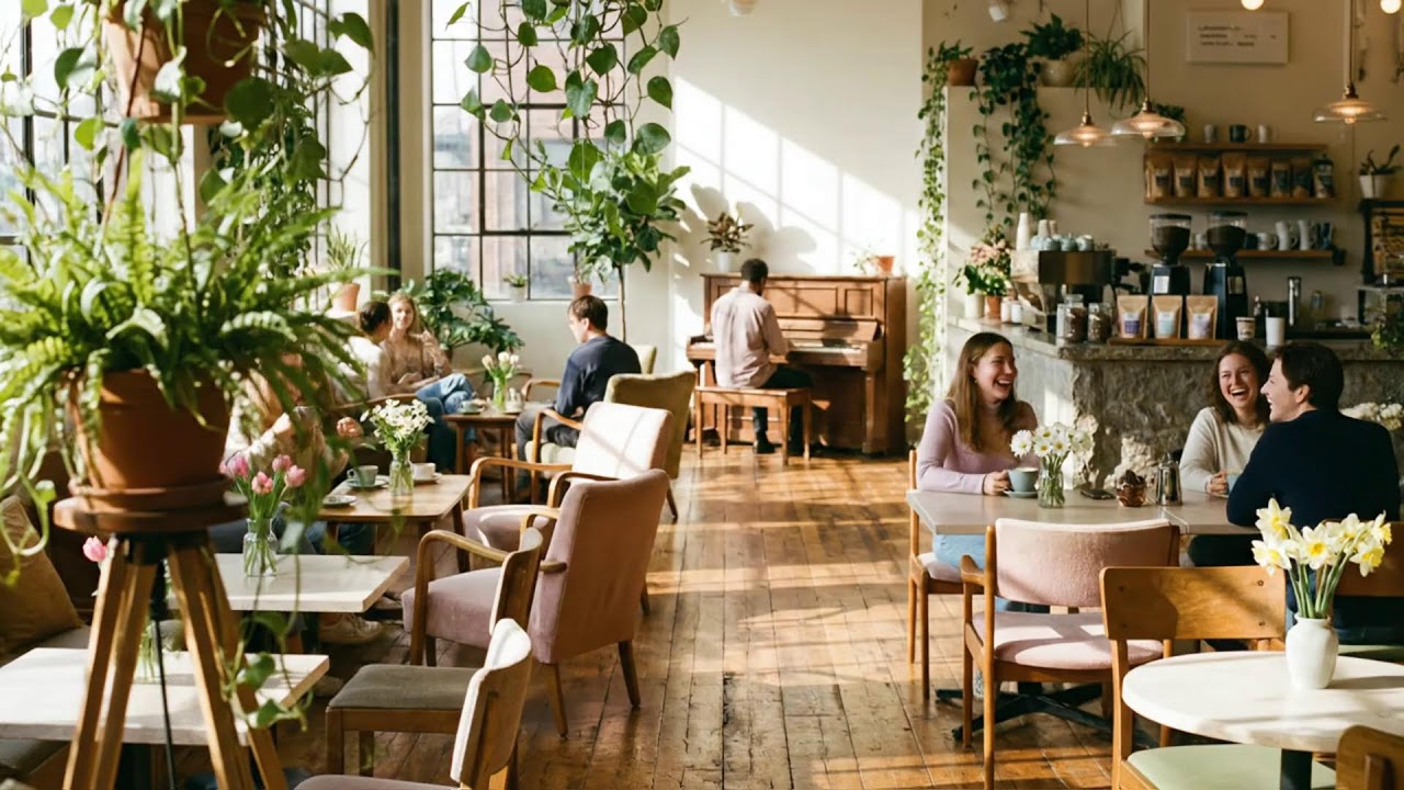 봄날의 커피와 부드러운 재즈 ☕🌸 차분한 카페 분위기