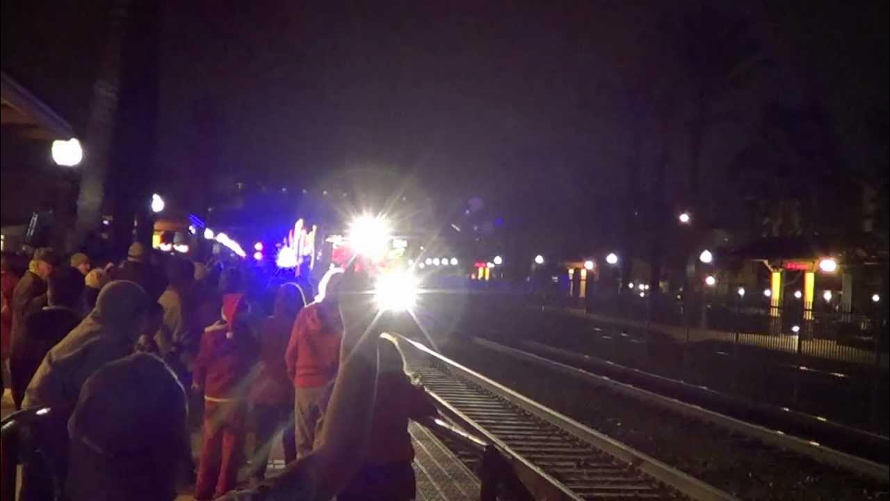 Metrolink christmas train leaving Fullurton station 12162012 YouTube