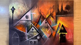 Modern Bold Village Abstract Painting In "Sennelier" Soft Pastel | Satisfying Art Demonstration screenshot 4