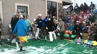 andy berg frontflip onto box at barries rail jam.