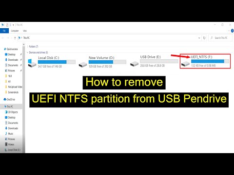 How to Remove UEFI NTFS Partition from USB Pendrive || delete uefi ntfs partition from usb drive