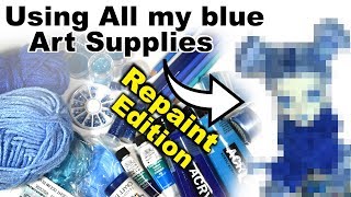 Repainting Using All My Blue Art Supplies - Doll Repaint Tutorial