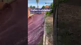 Calles inundadas de vino en Portugal