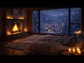 Cozy Night Ambience  Snowy Night, Cozy Interior