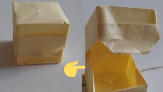 Origami hinged gift box with lock from one square , Nor tape, Nor scissors neither glue used