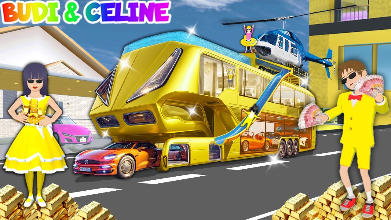 Yuta Mio Bocil Kaya Punya Bus Baru SUPER Modern Bintang 5 Serba Emas 🥳|Ada Garasi Mobil Sport Mewah