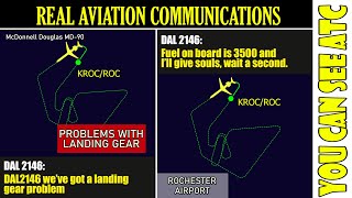 (Real ATC) A Delta Air Lines MD-90 has got problems with landing gear after departure from Rochester