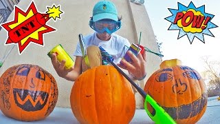 EXPLODING PUMPKINS WITH FIREWORKS!!