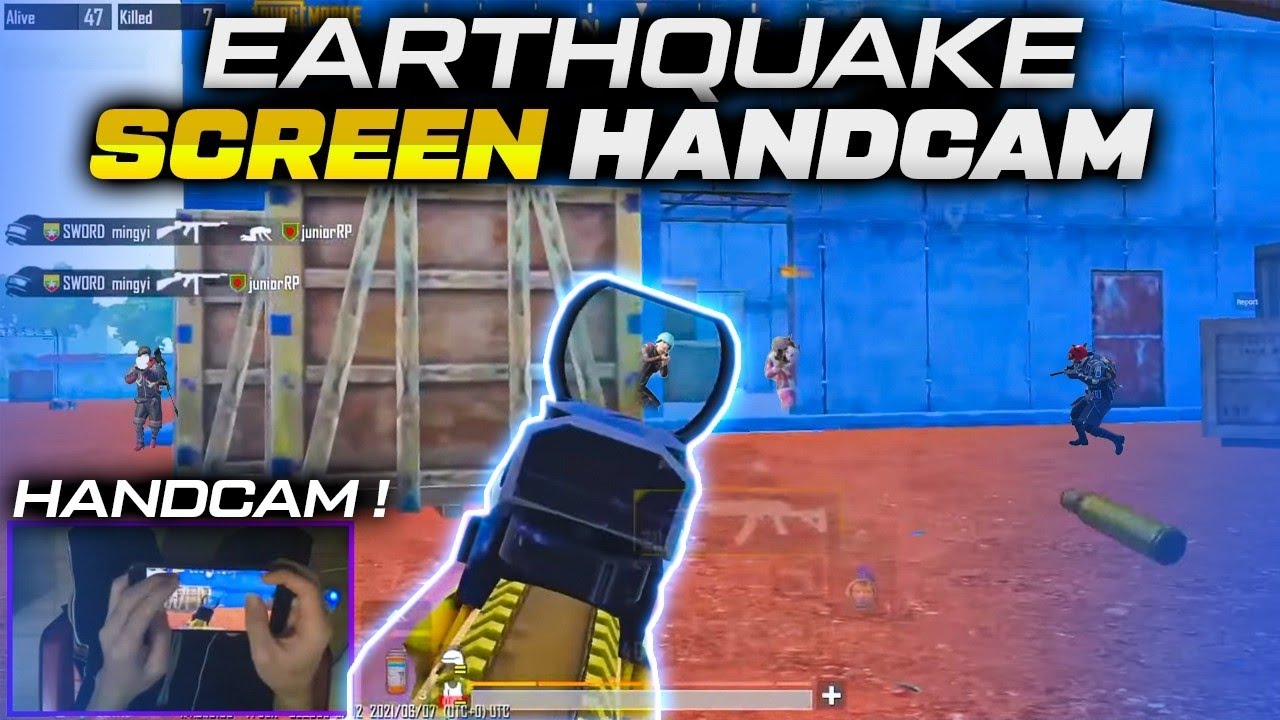 EARTHQUAKE SCREEN HANDCAM GAMEPLAY 🔥 PUBG MOBILE