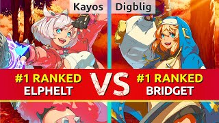 GGST ▰ Kayos (#1 Ranked Elphelt) vs Digblig (#1 Ranked Bridget). High Level Gameplay