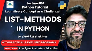 Lec - 16: List Methods in Python | Python Tutorials | With Practical and Executed Programs | #ai #ml