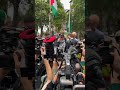 The moment Kneecap left court today, and their statement to fans and protesters gathered