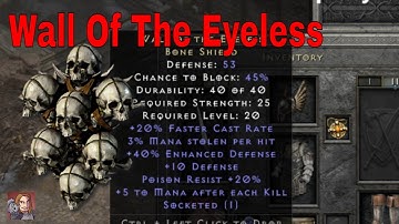 D2R Unique Items - Wall Of The Eyeless (Bone Shield)