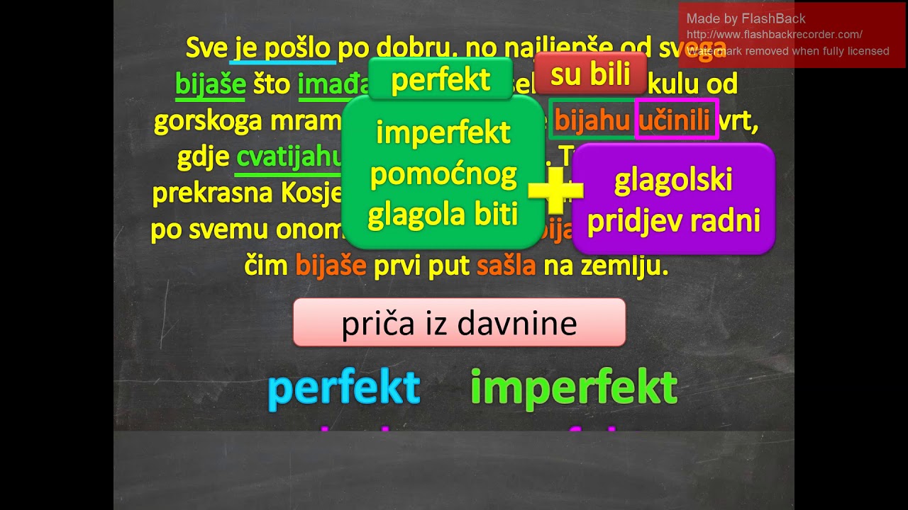 Glagolski oblici za izricanje prošlosti: pluskvamperfekt
