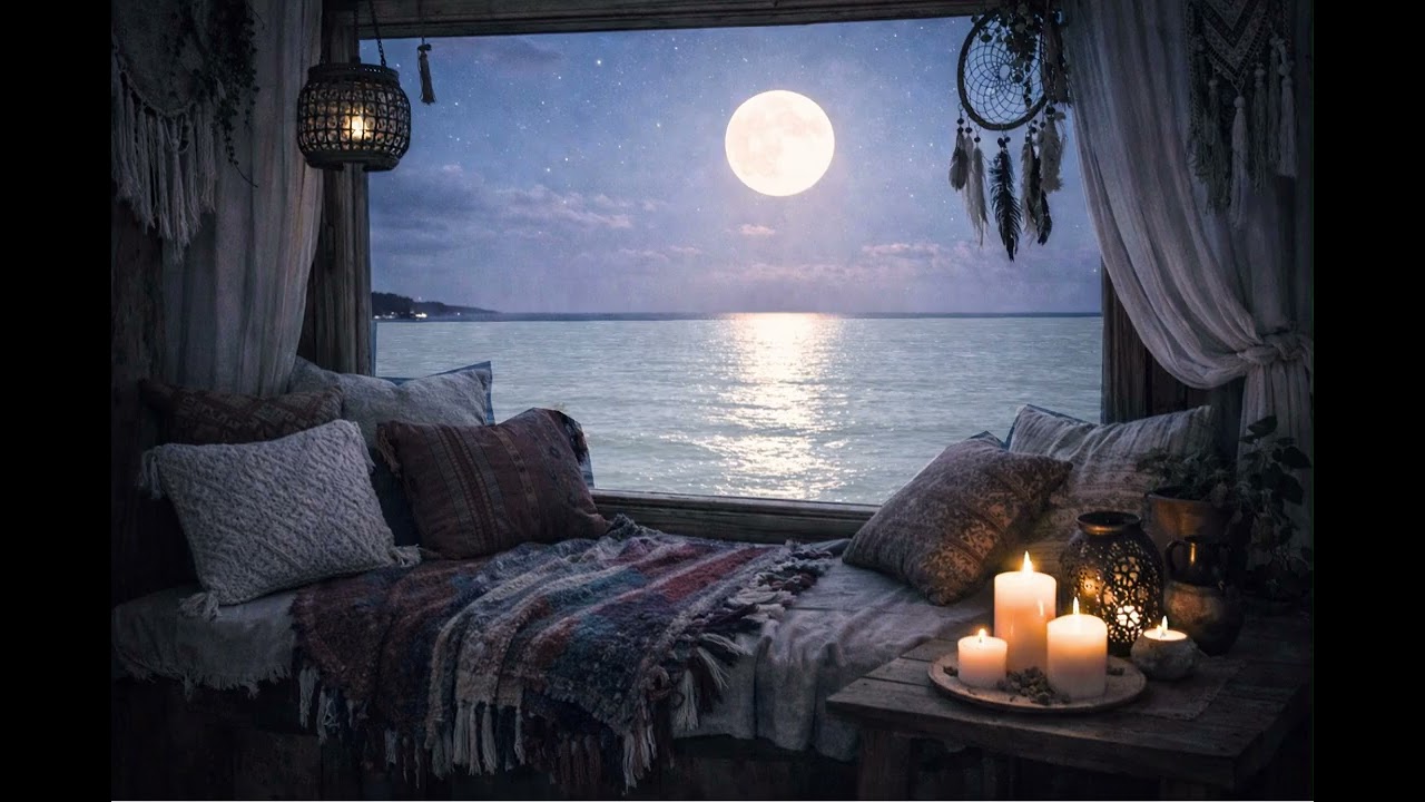 Moonlit Ocean Escape 🌕 Breezy R&B Instrumental | Cozy Window Seat & Gentle Waves