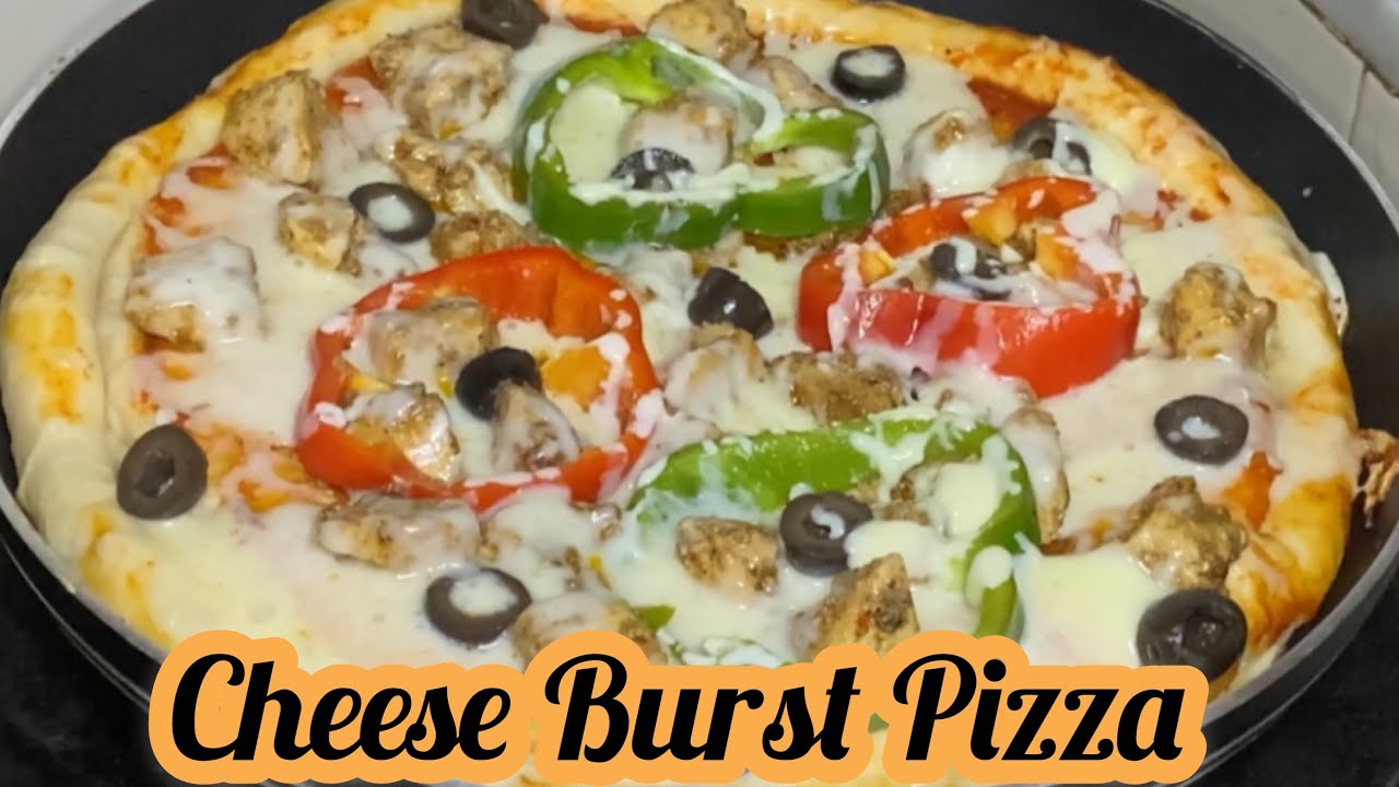 Cheese Burst Pizza Double cheese pizza,no oven recipe Extra cheesy