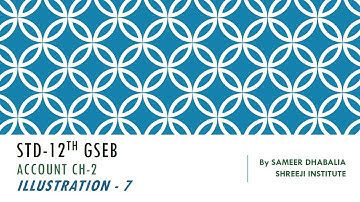 Std-12th GSEB - ACCOUNT Ch-2 [ Illustration-7] By SAMEER DHABALIA