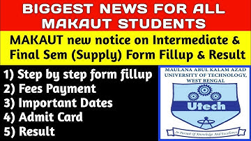 MAKAUT INTERMEDIATE & FINAL SEM FORM FILLUP & RESULT💥|makaut new notice|makaut|makaut result 2020