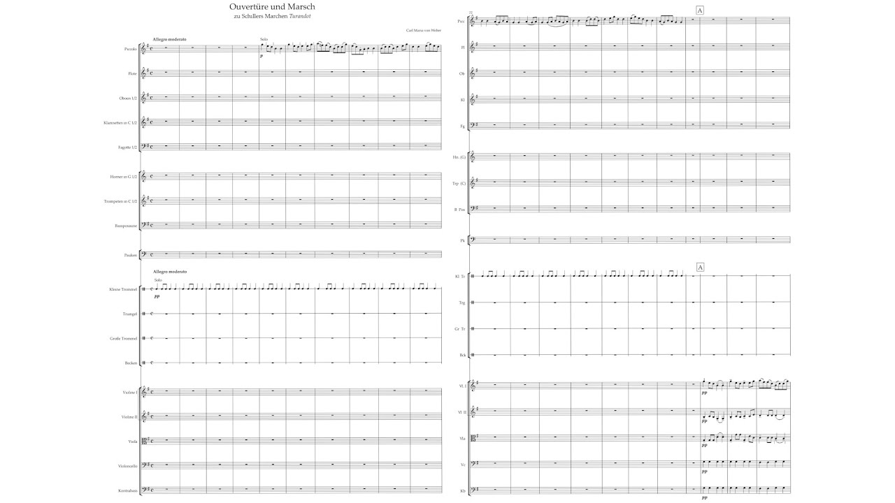 C.M von Weber - Overture and March to Turandot, Op.37 {Audio + Full score}