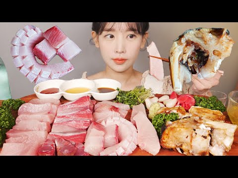 도톰도톰🐟 기름진 대방어회 머리구이 먹방 Raw Fish <strong>Yellowtail</strong> [eating show]mukbang korean food