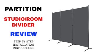 INDOOR ROOM DIVIDER STUDIO DIVIDER 3-Panel Folding Partition Screen 102" W x 19.7" D x 71.3" H