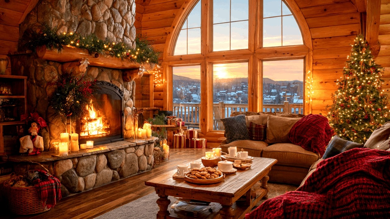 Smooth Christmas Jazz by the Fireplace for Study and Relaxing Night Focus