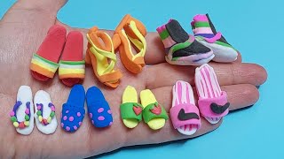 DIY How to Make Polymer Clay Miniature Doll Shoes | DIY Miniature Footwear | DIY miniature shoes