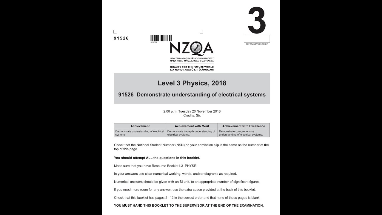 91526 - 2018 NCEA L3 electrical systems