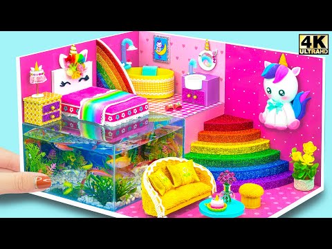 DIY Miniature House #23 ❤️ How To Make Unicorn House with Fish Tank Underground from Cardboard