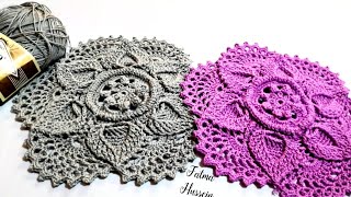 مفرش كروشية مجسم 3d والشرح بالعربي كلها غرز اساسية سهلة جدا   How to Crochet Easy doily