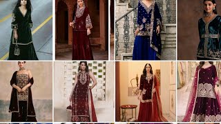 Heavy work velvet kurti collection//wedding season special sharara kurti collection//