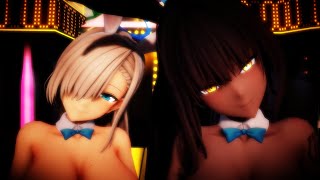 MMD R18 Blue Archive Asuna and Karin Good Night Kiss