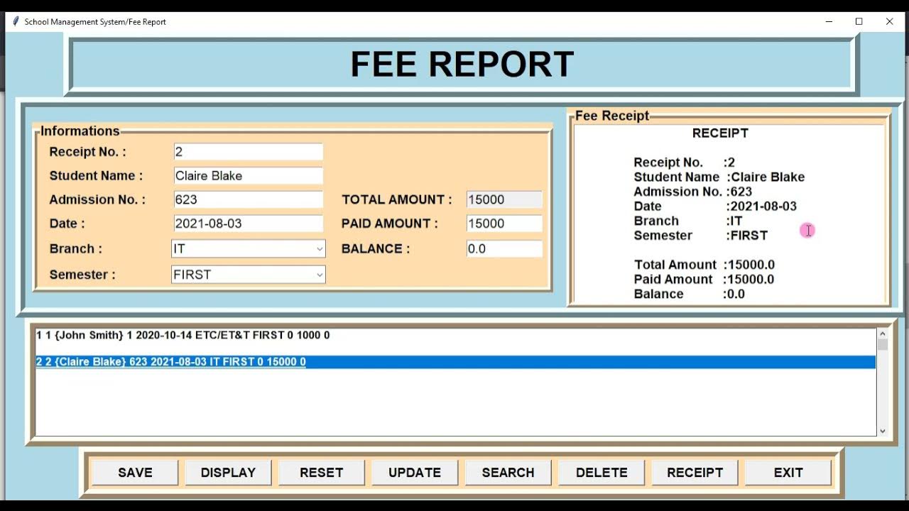 School Management System in Python Demo - YouTube