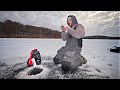 Ice Fishing A HIDDEN Pond In The Woods!!! (SKETCHY)